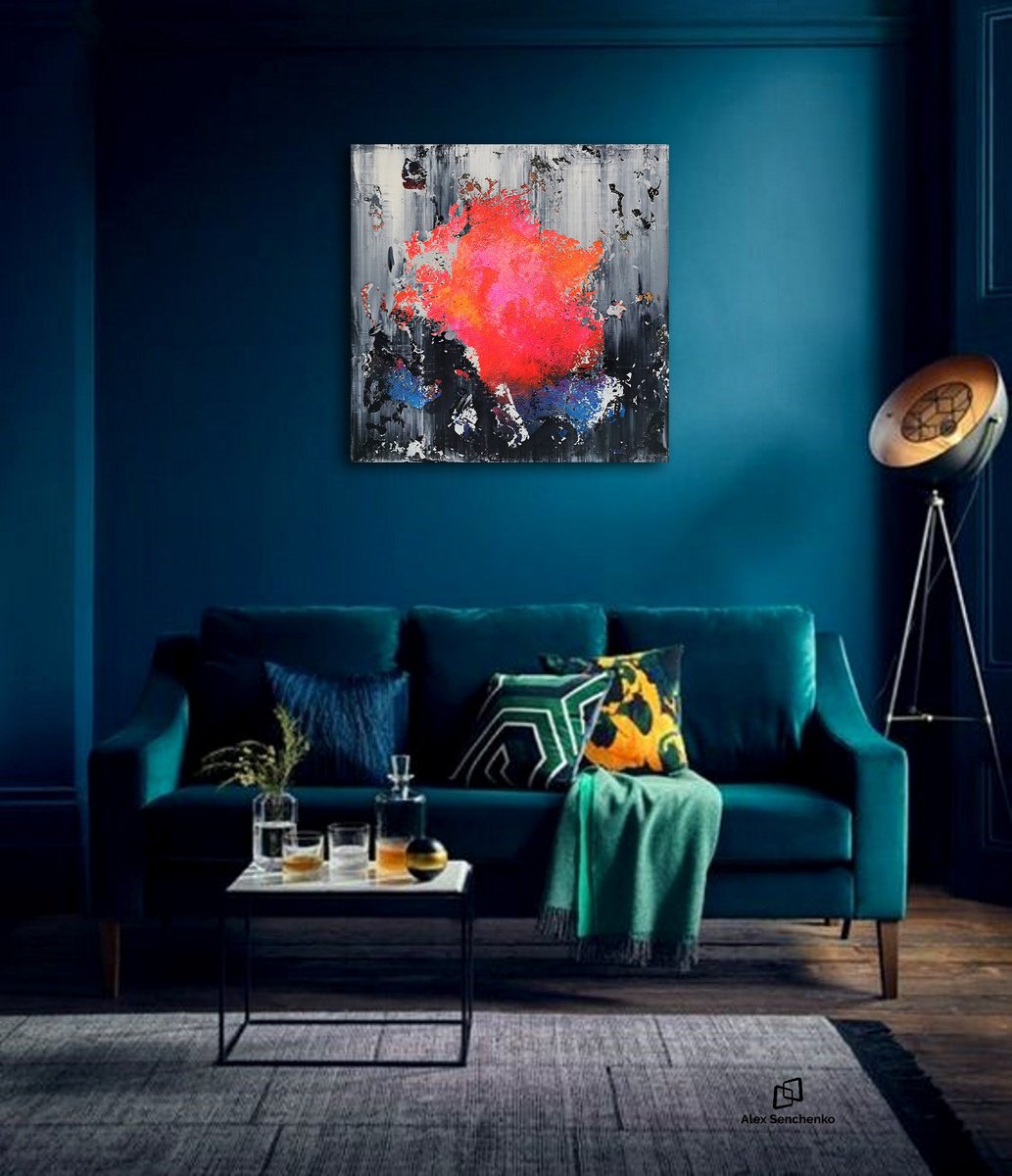 Abstract Acrylic Painting By Alex Senchenko, 35 X 35, Abstract 2199, Original Artwork