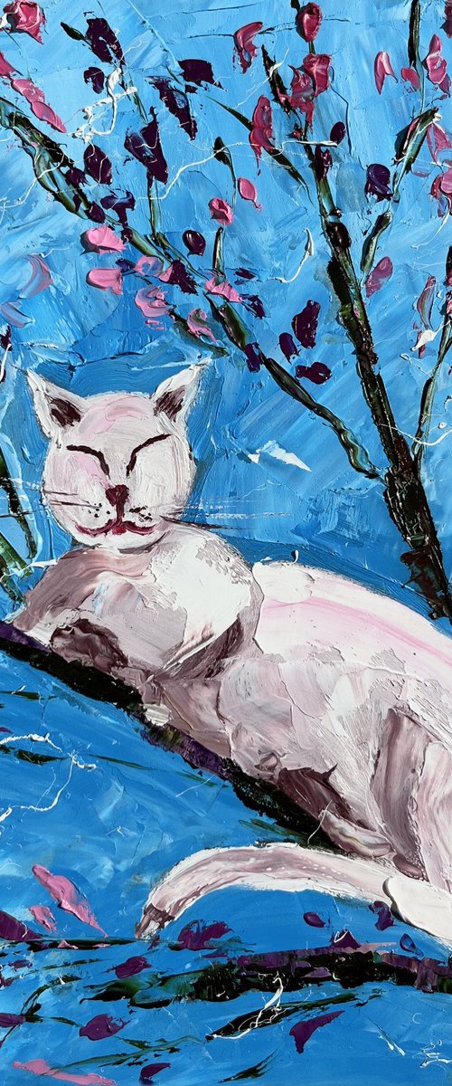Van Gogh's Cat in the blossom garden by Halyna Kirichenko