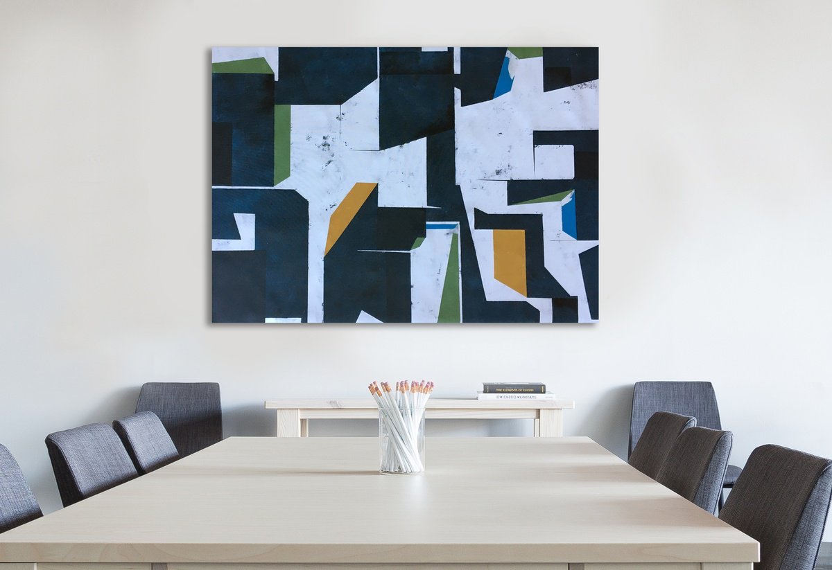Geometric Abstract Acrylic Painting By Nick Molloy, 47 X 63", Sound Of Life, Original Artwork