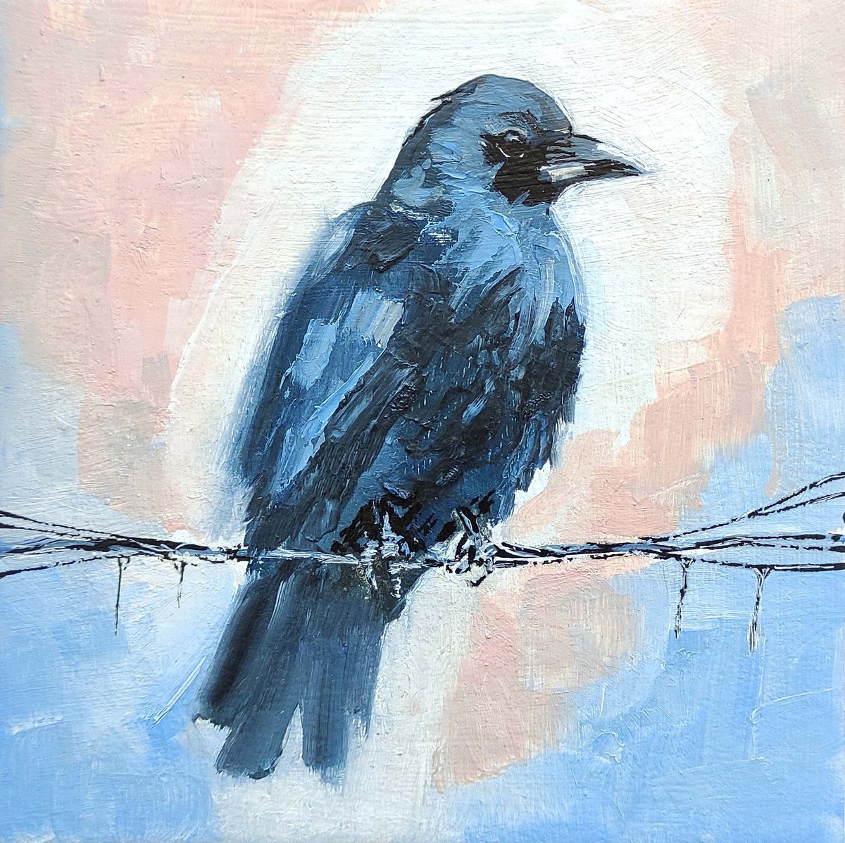 Crow Bird Painting Miniature Artwork by Yulia Berseneva