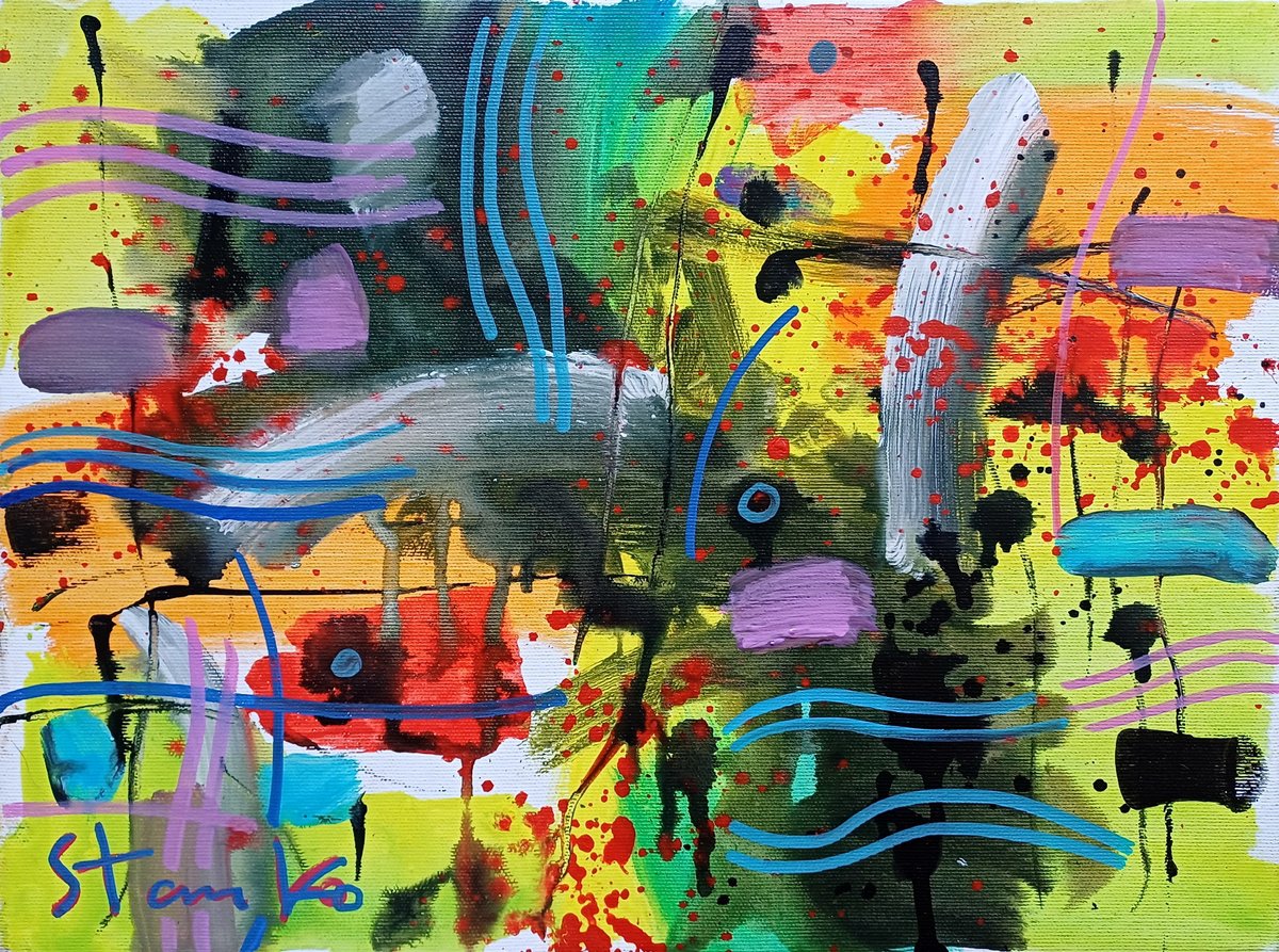 Abstract Acrylic Painting By Stanislav Bojankov, 16 X 12", Sunny Sea-Iii, Original Artwork