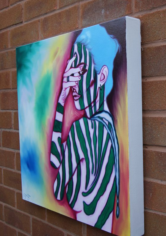 Zebra Girl ( on canvas ) Free Shipping