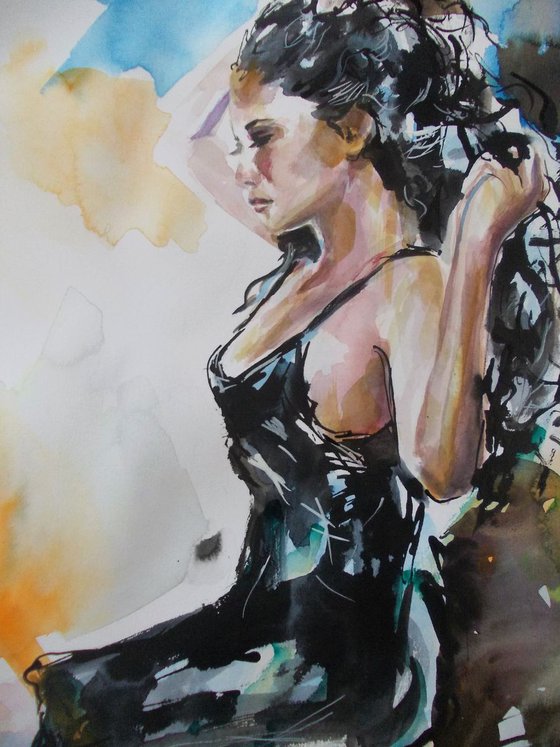 Feminine III- Woman Watercolor Painting