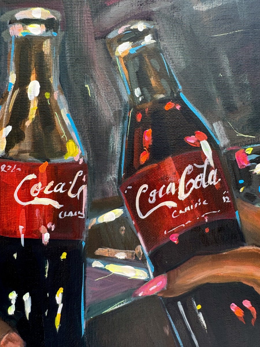 Impressionistic Still Life Acrylic Painting By Victoria Sukhasyan, 11 X 14", Still Life With Coca-Cola, Original Artwork