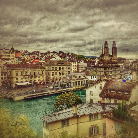 Zurich cityscape (framed)