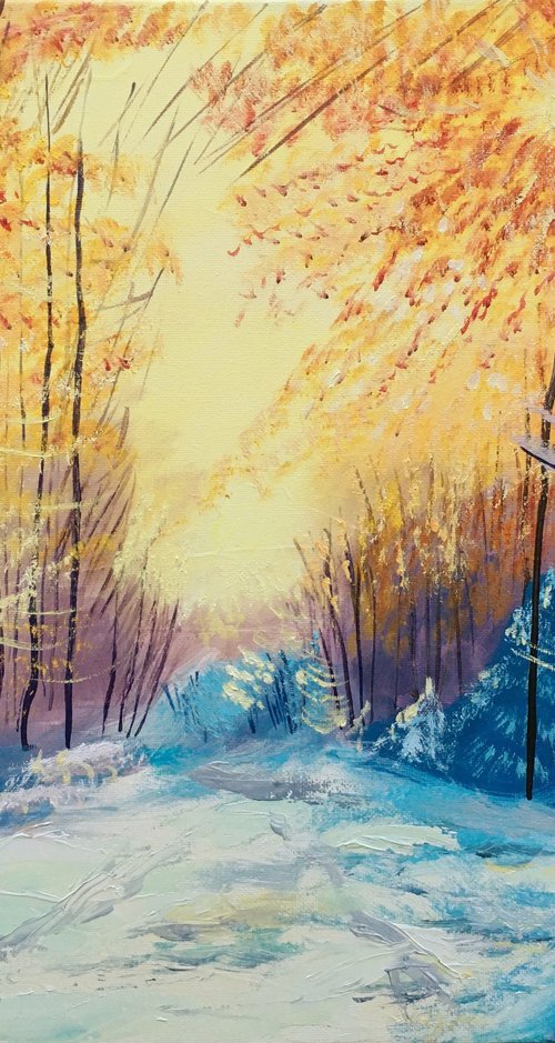 Winter forest sunrise by Elena Sokolova