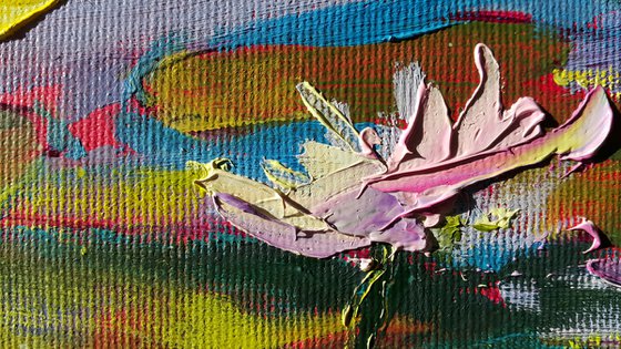 White lilies in the pond - painting flowers