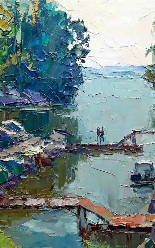 Boats on the Dnieper by Boris Serdyuk