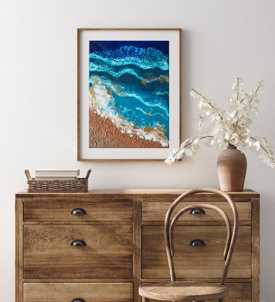 Tropical beach - original seascape epoxy resin