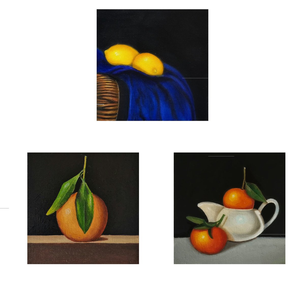 Photorealistic Still Life Oil Painting By Priyanka Singh, 6 X 6", Triptych - 1, Original Artwork
