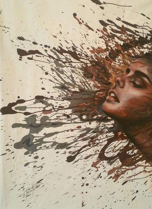 "Splash of wind "oil and acrylic original painting by Elena Kraft