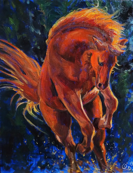 Night Horse, Original Oil Painting, Contemporary,2023, US