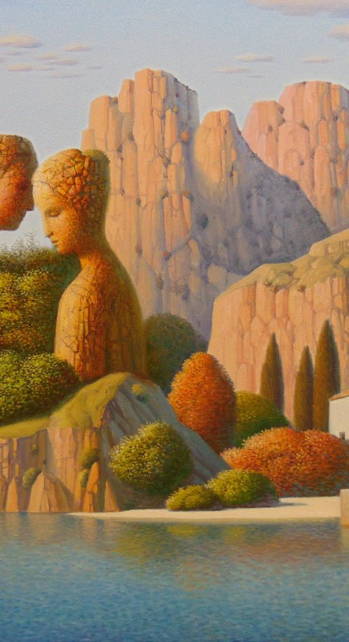 Old Village by the Sea 20"x26" by Evgeni Gordiets
