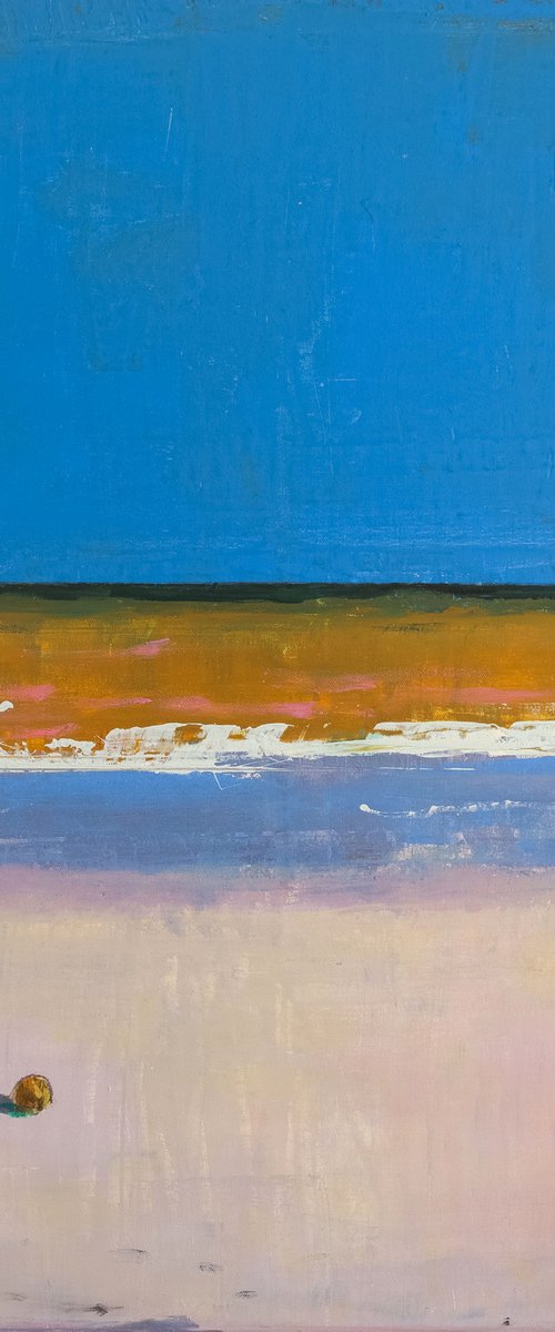 Beach Flamingo 30x30" 76x76cm Contemporary Art by Bo Kravchenko by Bo Kravchenko