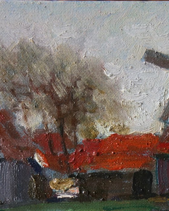 Original Oil Painting Wall Art Signed unframed Hand Made Jixiang Dong Canvas 25cm × 20cm Windmills in Van Goghs Hometown Netherlands Small Impressionism Impasto