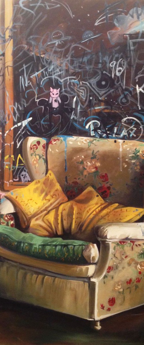 Relax- original painting acrylic on stretched canvas- 81 x 65 cm (32 x 26 inches) by Valentina Toma' aka Zoe Chigi