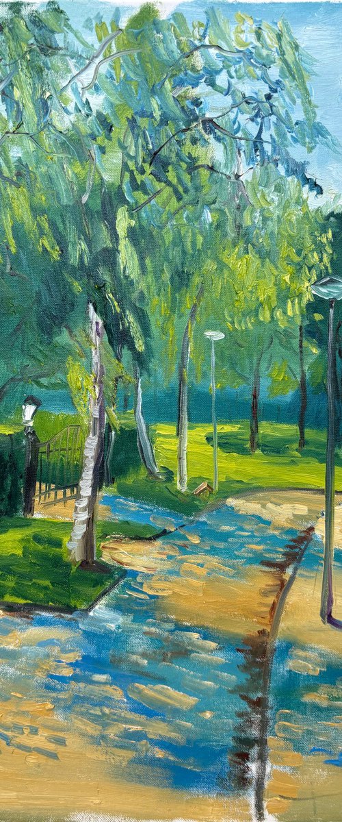 Sun-Dappled Path: Plein Air by Dmitry Fedorov