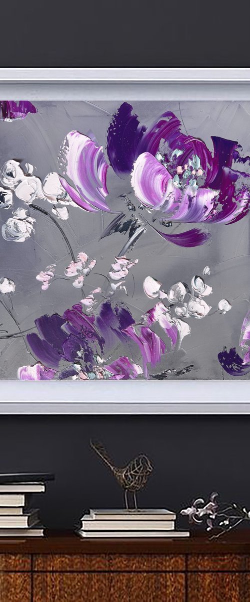 VERY PERI GREENHOUSE 3 - Very peri art. Abstract flowers. Purple art. by Marina Skromova