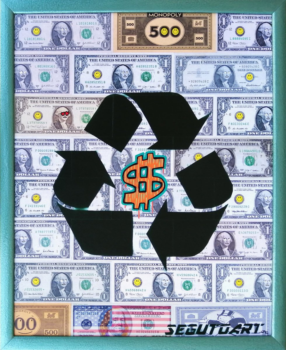 Urban And Pop Still Life Painting By Segutoart, 17 X 21", Recycle, Original Artwork