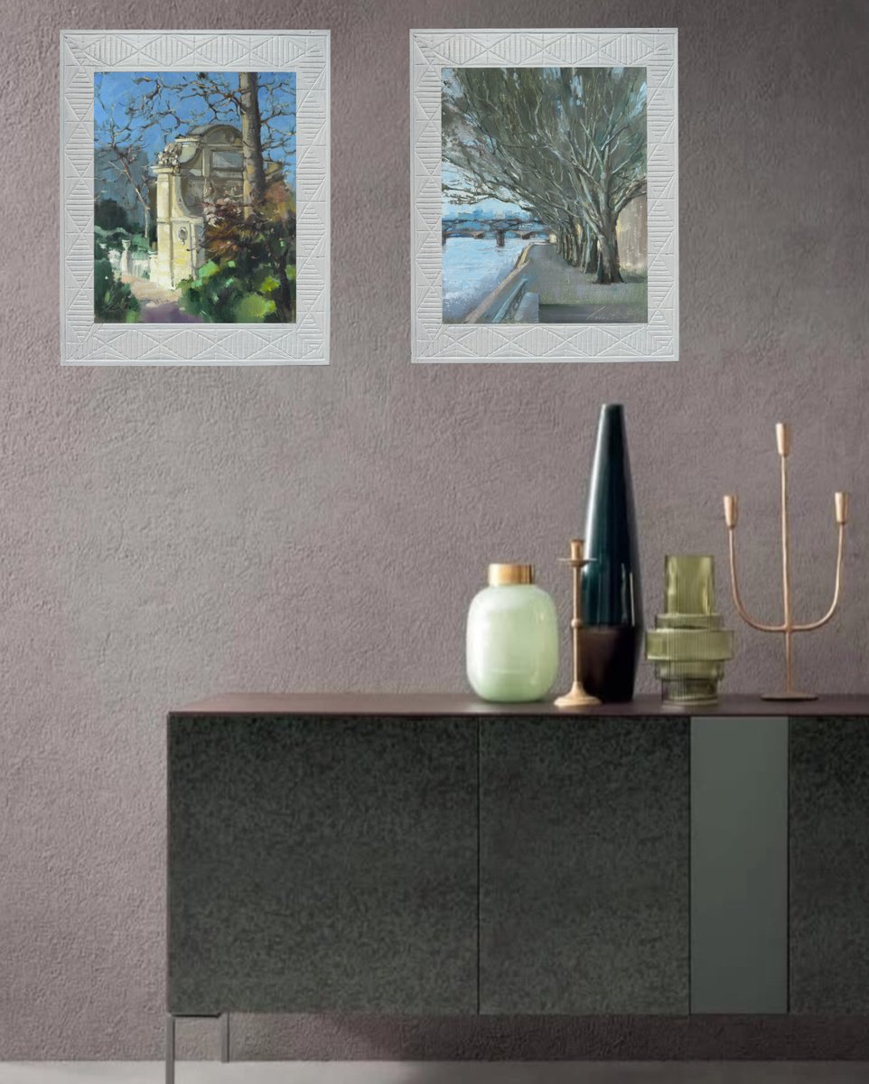 Cityscapes Oil Painting By Olha Laptieva, 19 X 12", Holidays In Paris 1, Original Artwork