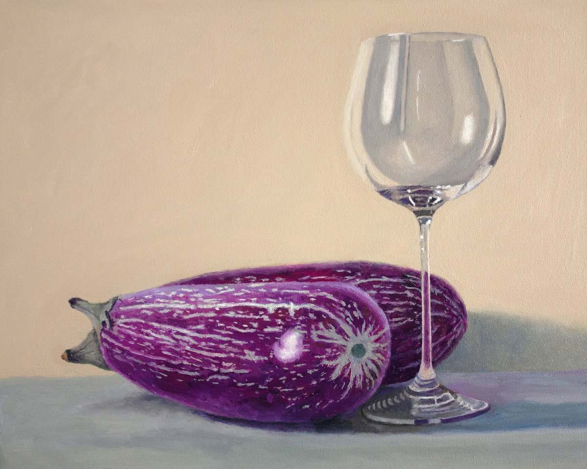 Eggplant and Glass by Douglas Newton