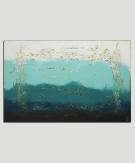 Oceanic Blues Large - Abstract Blue Landscape Painting - Ronald Hunter - 41O