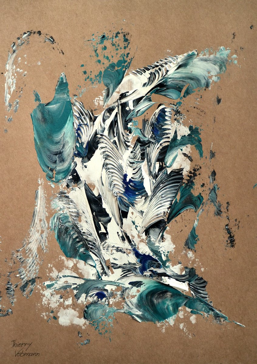 Abstract Acrylic Painting By Thierry Vobmann. Abstract ., 12 X 17", Natural Style 18, Original Artwork