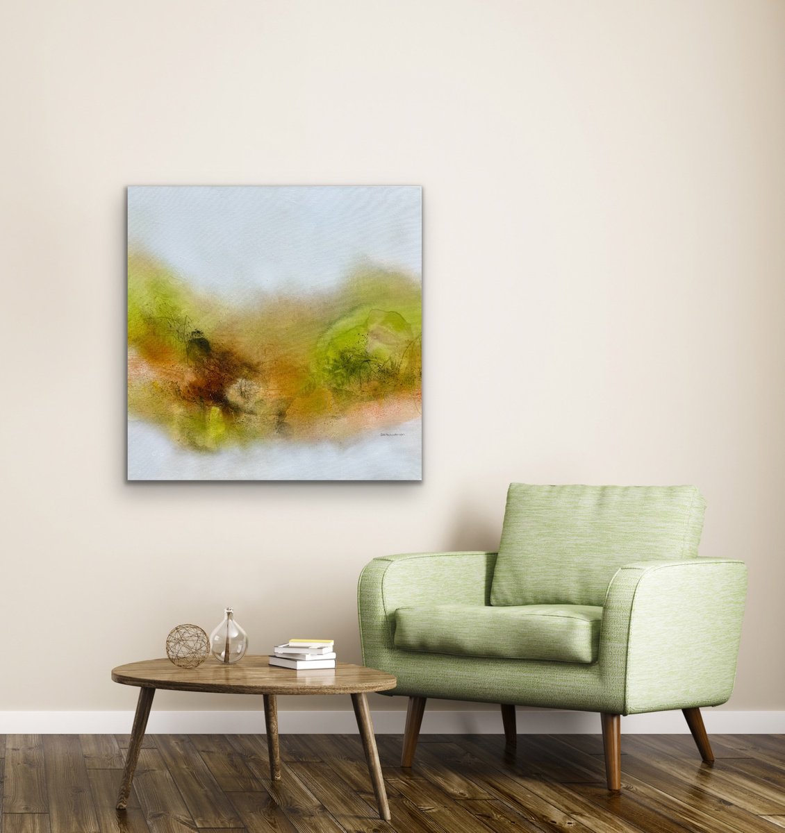 Expressive Landscape Acrylic Painting By Kirsten Schankweiler, 31 X 31", Dancing In The Country No. 6, Original Artwork