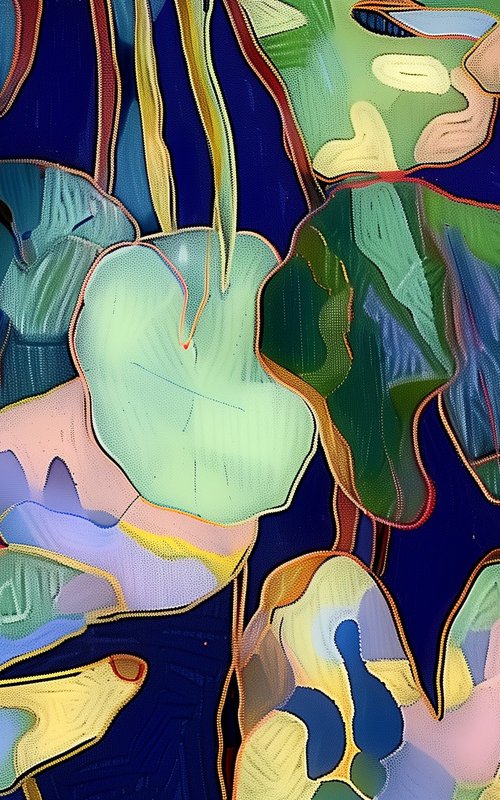 Water Lilies in Midnight Blue #2 by V+V Kniazievi