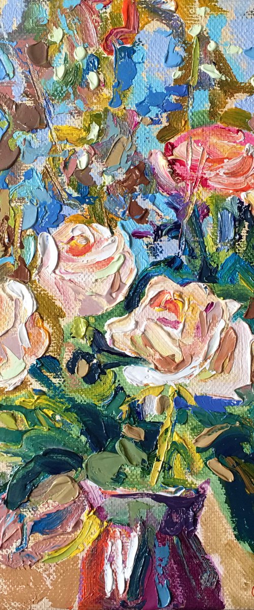 Roses and Delphinium by Ole Karako