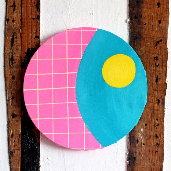 Abstract Circle #3 Swimming Pool Painting on Round Canvas