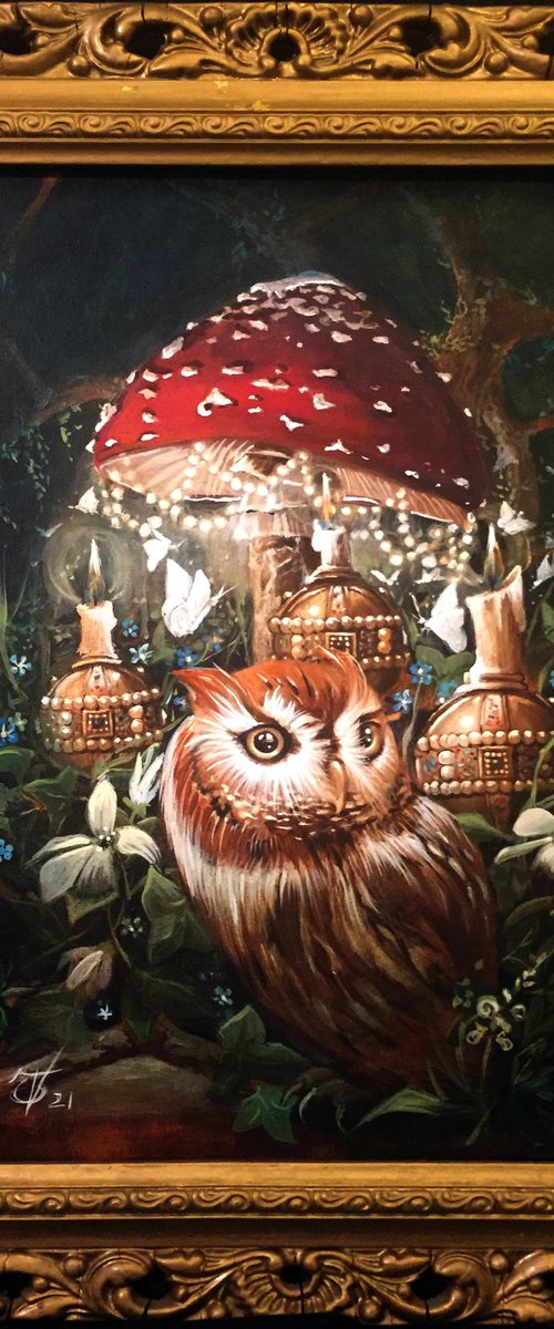 Candlelight Secret - original acrylic on canvas framed - 50 x 40 cm / 16' x 20' inches by Valentina Toma' aka Zoe Chigi