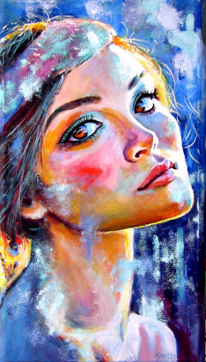 Girl With Brown Eyes Ii By Kovacs Anna Brigitta, 16 X 28, Artwork For Sale On Artfinder