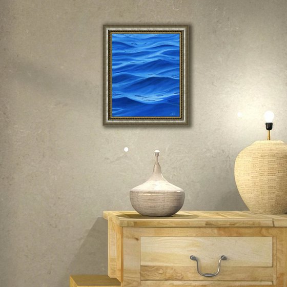 Water - Painting Seascape Original Art Ocean Artwork Wave Wall Art Water Small Painting 10" by 12"