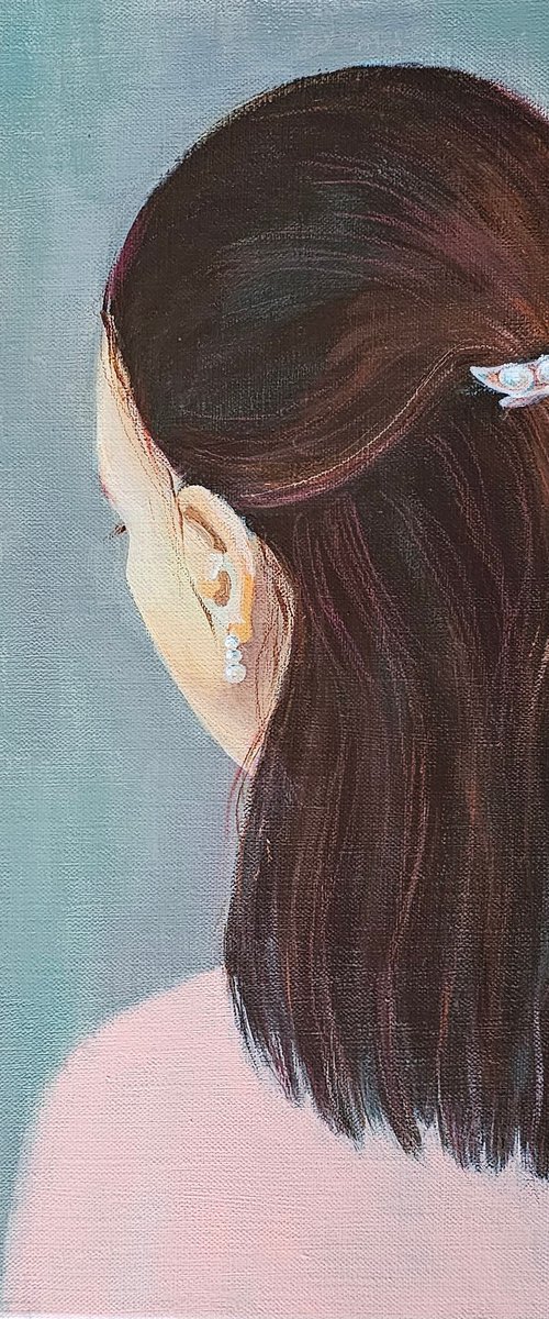 Naoko in pearl earrings by Ksenia June