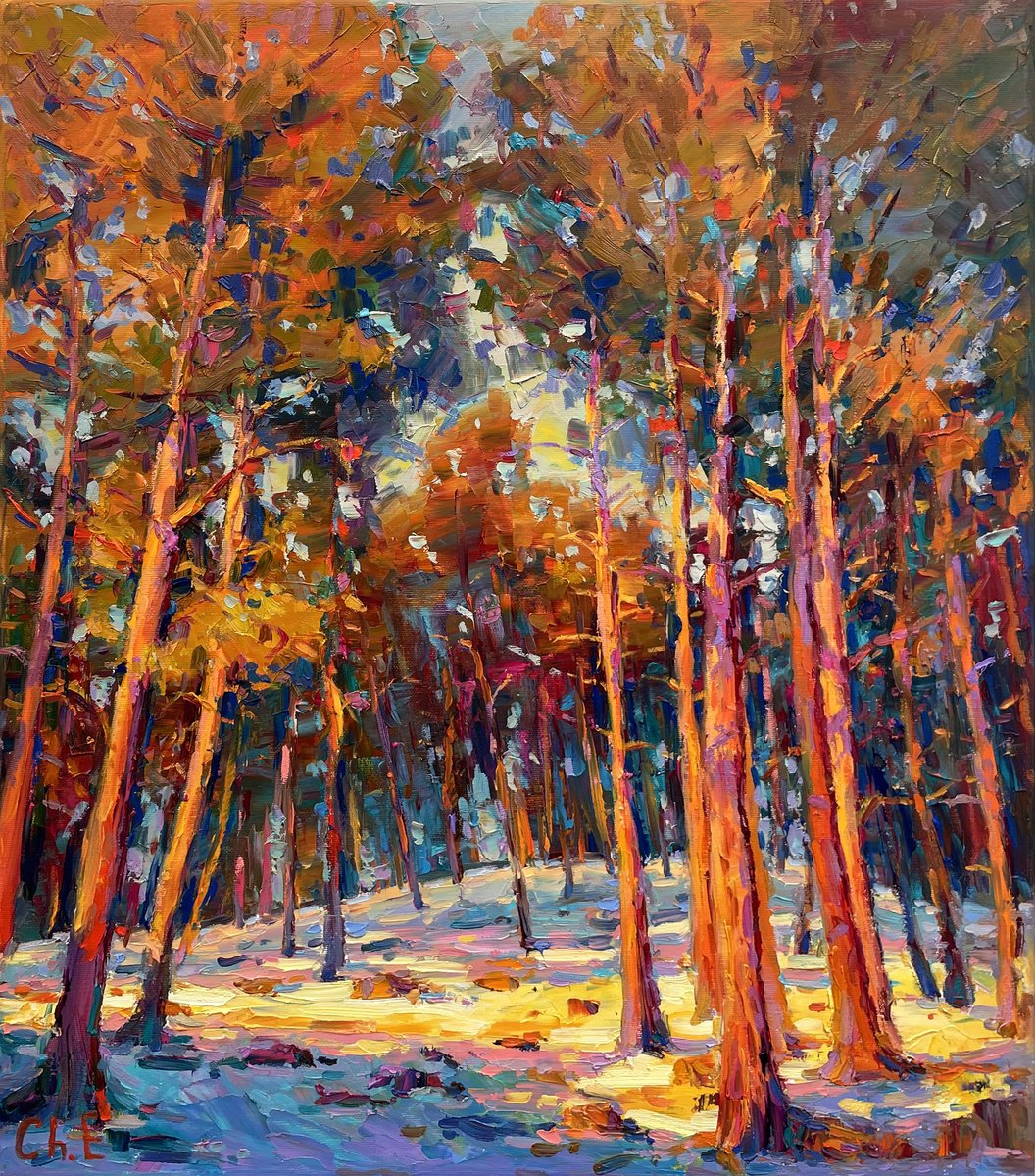 Evening Forest By Evgeny Chernyakovsky, 22 X 25, Artwork For Sale On Artfinder