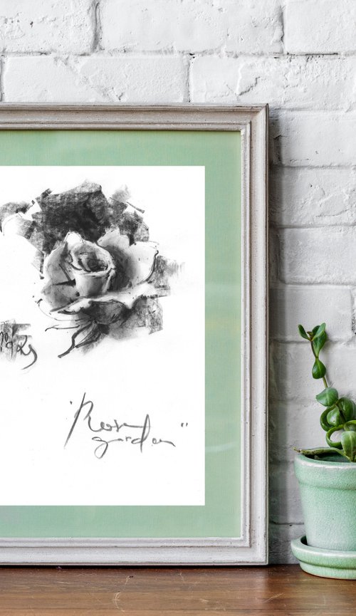 "Rose garden" charcoal sketch by Ksenia Selianko