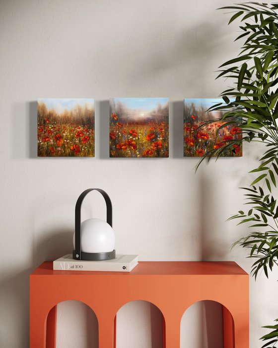 Red poppies - triptych