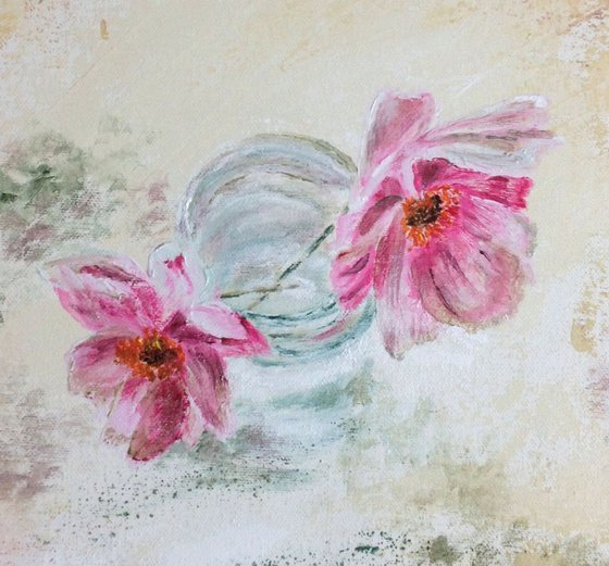 Japanese Anemones Duo  Impressionist Flowers / Still Life