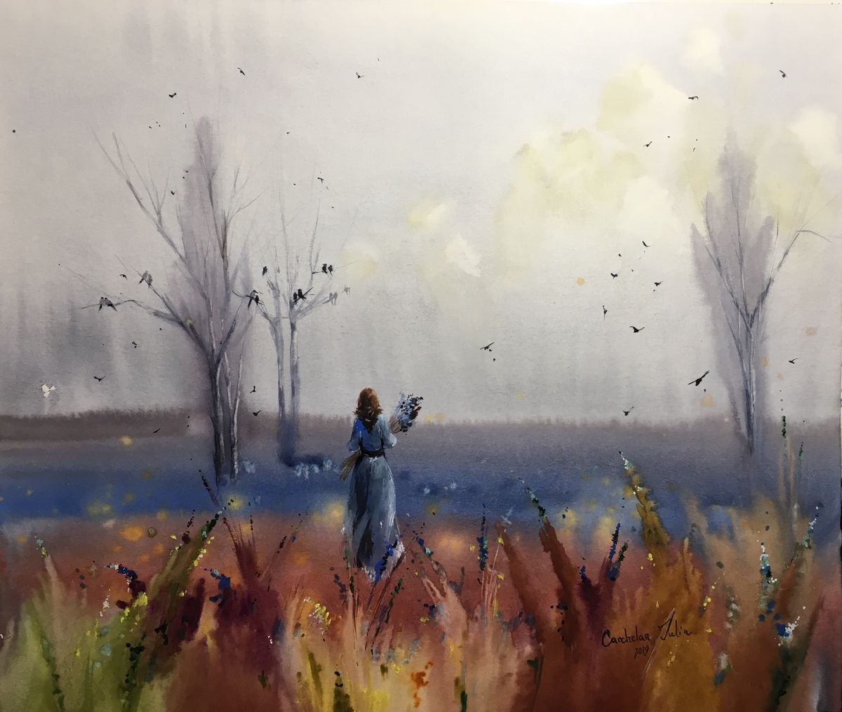 Watercolor Twilight. Returning-? gift for her by Iulia Carchelan