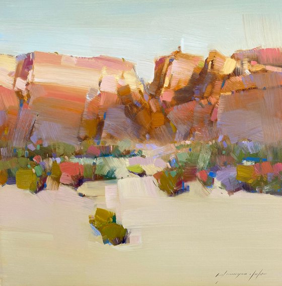 Desert View, Original oil painting, Handmade artwork, One of a kind