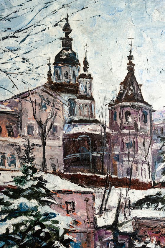 Snowy city , Old town , cityscape