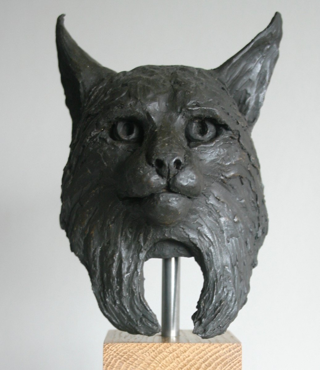 Impressionistic Animal Sculpture By Kate Willows, 4 X 11", Lynx, Original Artwork