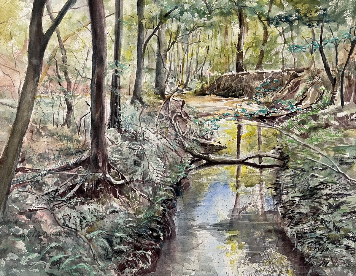 Impressionistic Watercolour , Florida Creek By Yoshiko Murdick, 25 X 19, Artwork For Sale On Artfinder