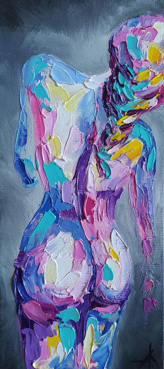 Love my body - nude, erotic, body, woman, woman body, oil painting, a gift for him, gift for man, nu