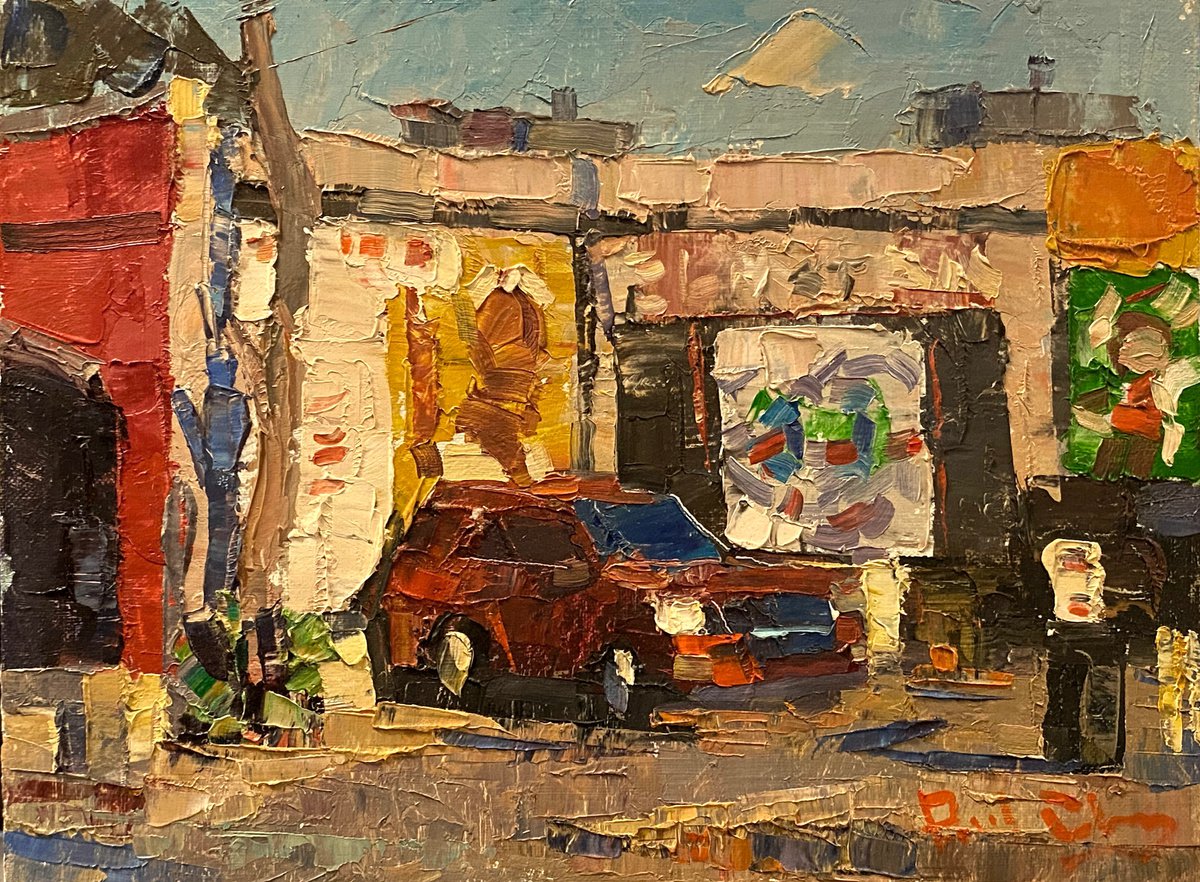 Impressionistic Landscape Oil Painting By Paul Cheng, 12 X 9", Dallas Old Town, Original Artwork