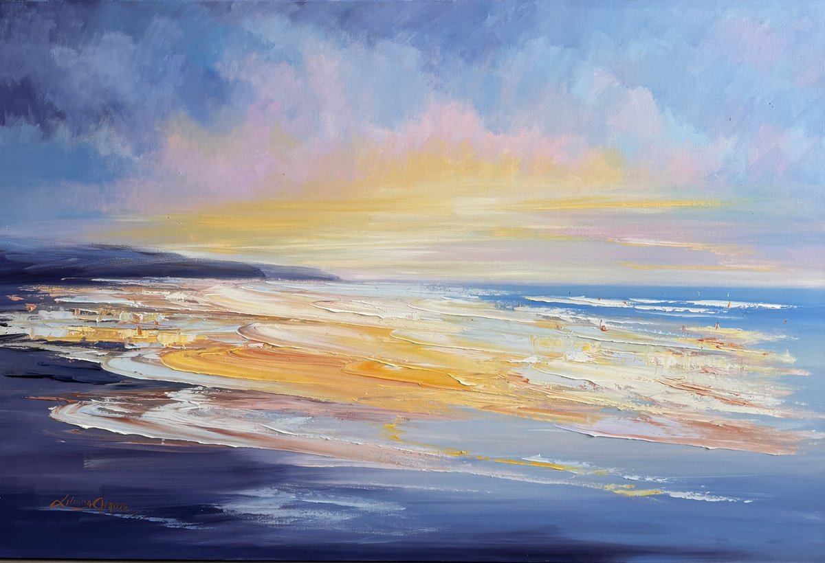 Impressionistic Landscape Oil Painting By Liliana Gigovic, 60 X 40", A Brand New Day No 91, Original Artwork