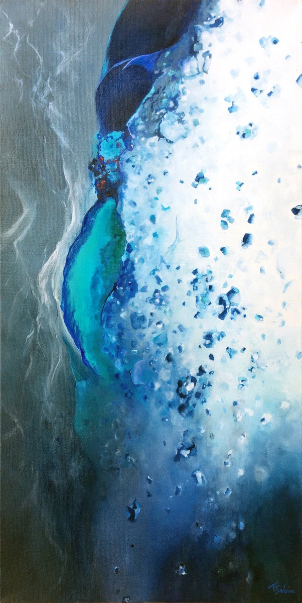 Organic Abstract Oil Painting By Theophile Delaine, 20 X 39", Contemplation Opus Xi, Original Artwork