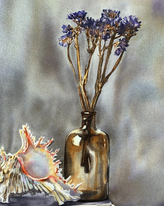 Still life with book and shell
