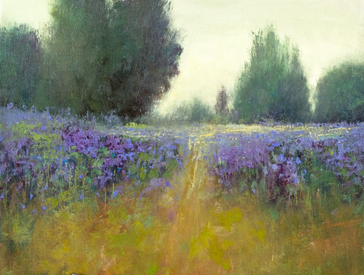 Misty Lavender Field Oil painting by Don Bishop | Artfinder